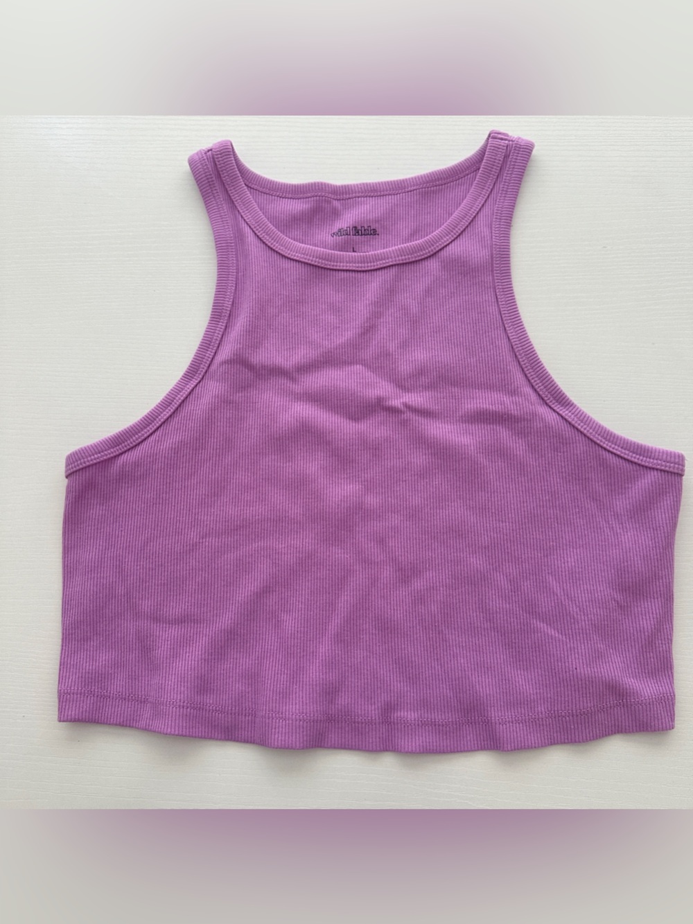 Wild Fable Lilac Ribbed High-Neck Crop Tank